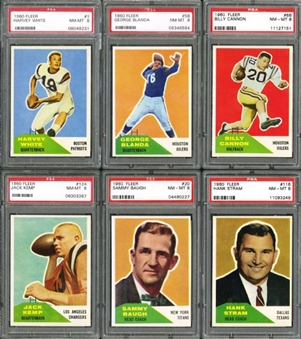 1960 Fleer Football PSA Graded NM-MT 8 Near-Complete Set with 130/132 Cards (#7 on PSA Registry)